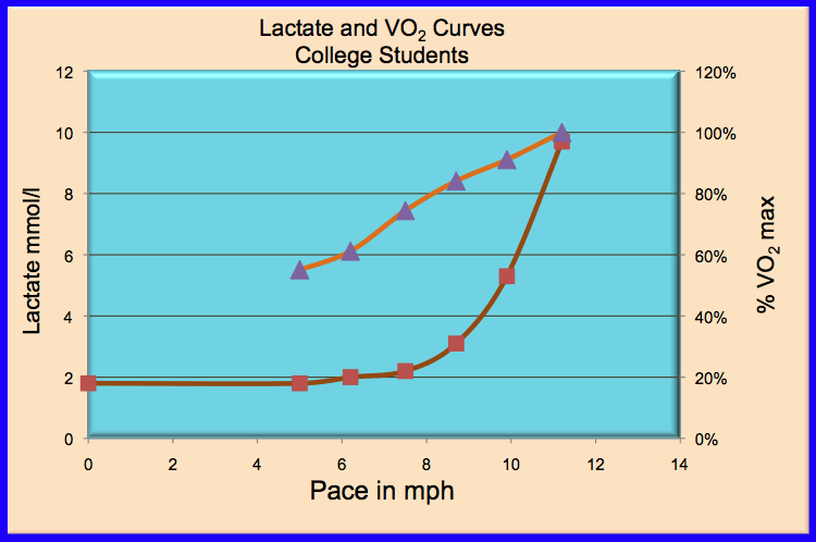 lactate curve and oxygen uptake for a runner